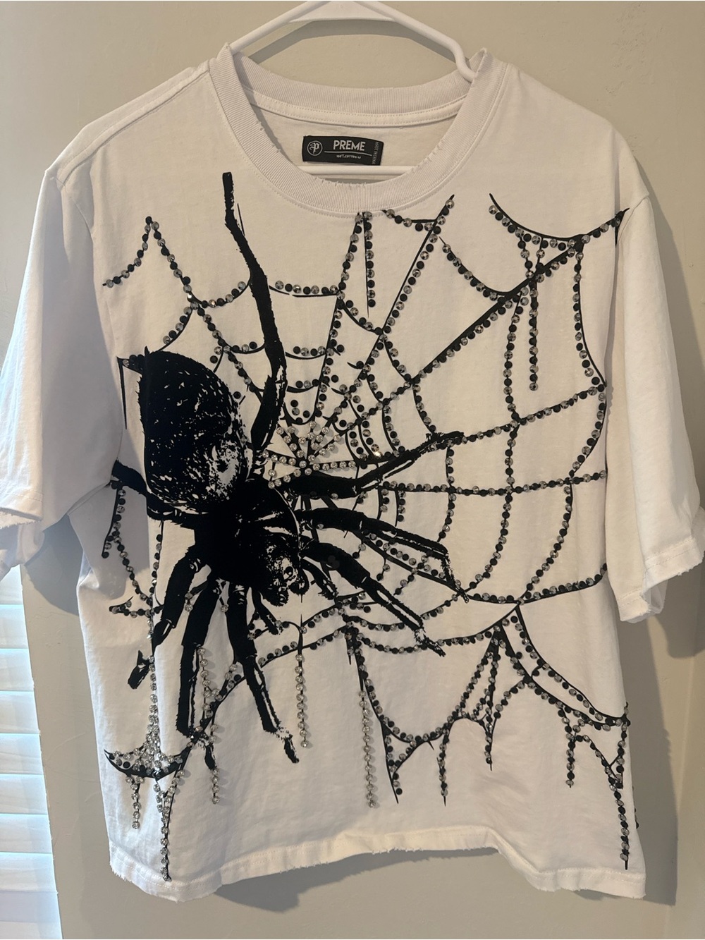 Men's White Short-Sleeve Spider Web Graphic Tee